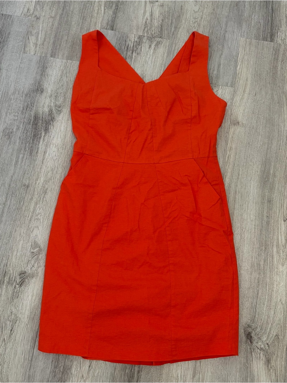 Ashley Stewart Linen Rayon Dress Womens 14 Orange Wedding Shower Spring Midi